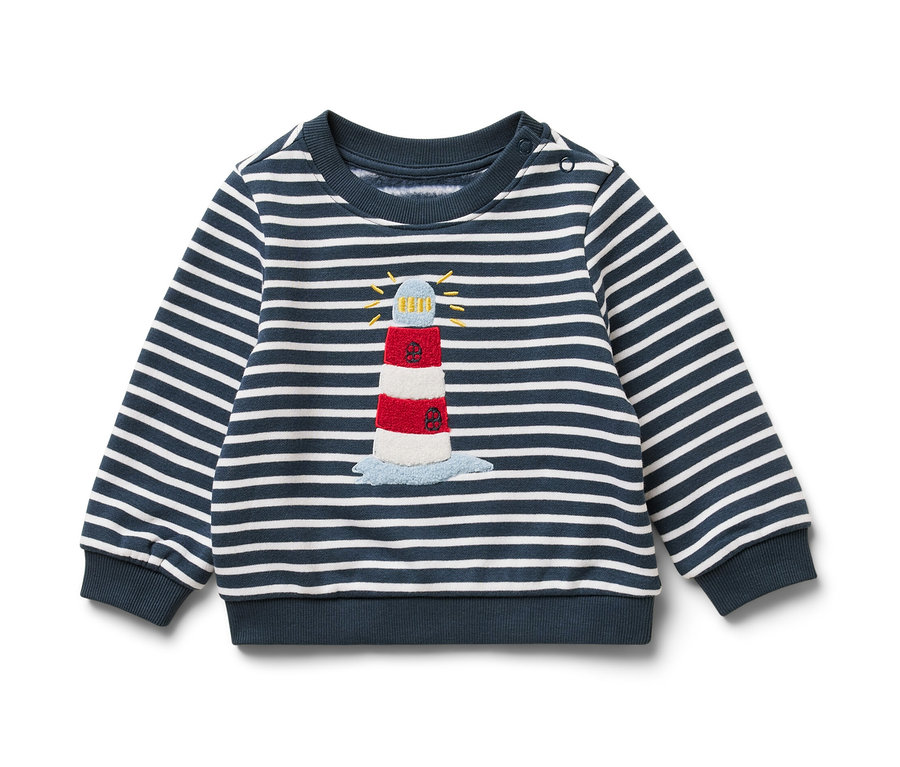 Pasiasta bluza z aplikacją latarni morskiej.