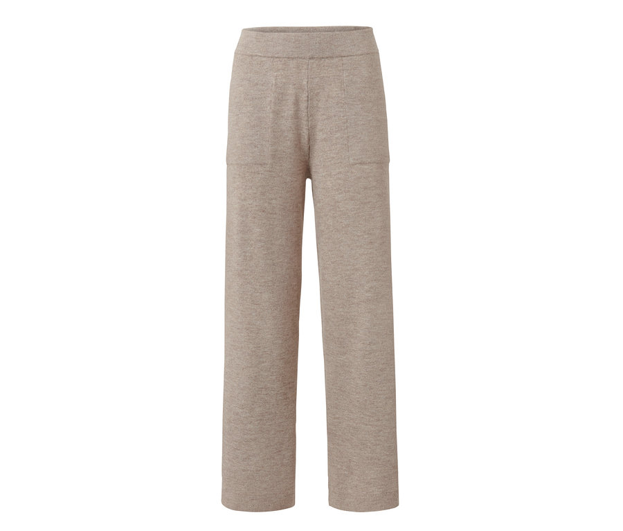 Beżowe spodnie rekreacyjne z dzianiny z kieszeniami.