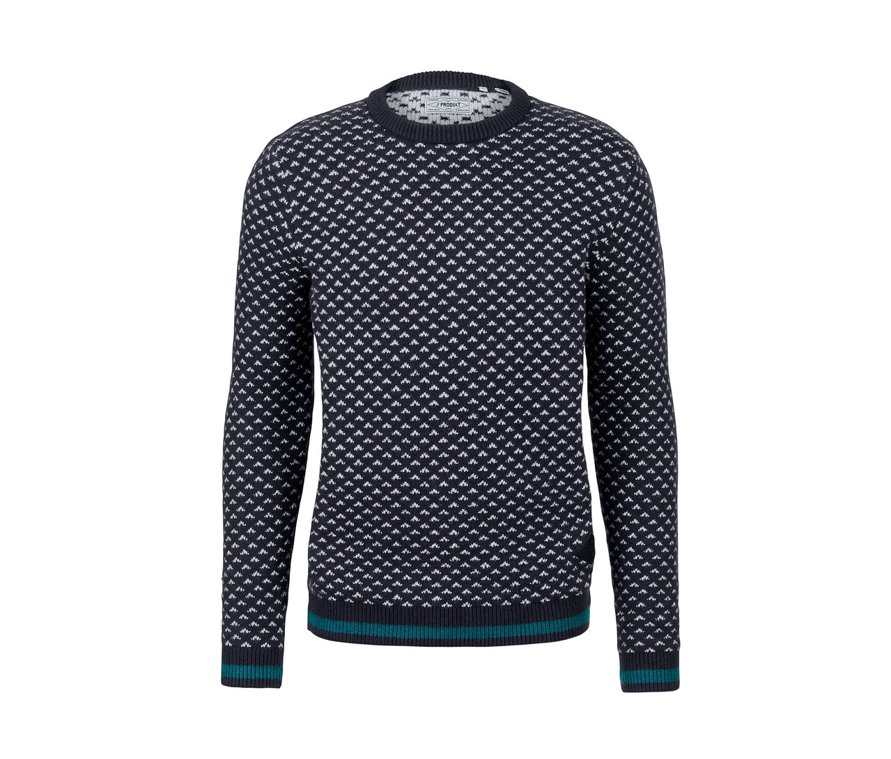 Sweter męski z dzianiny o geometrycznym wzorze.