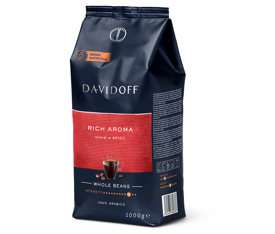 Opakowanie kawy ziarnistej Davidoff Rich Aroma 1 kg.