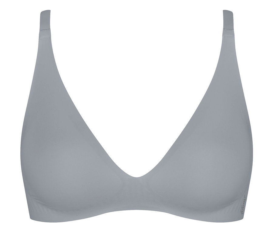 Szary biustonosz z dekoltem w szpic.