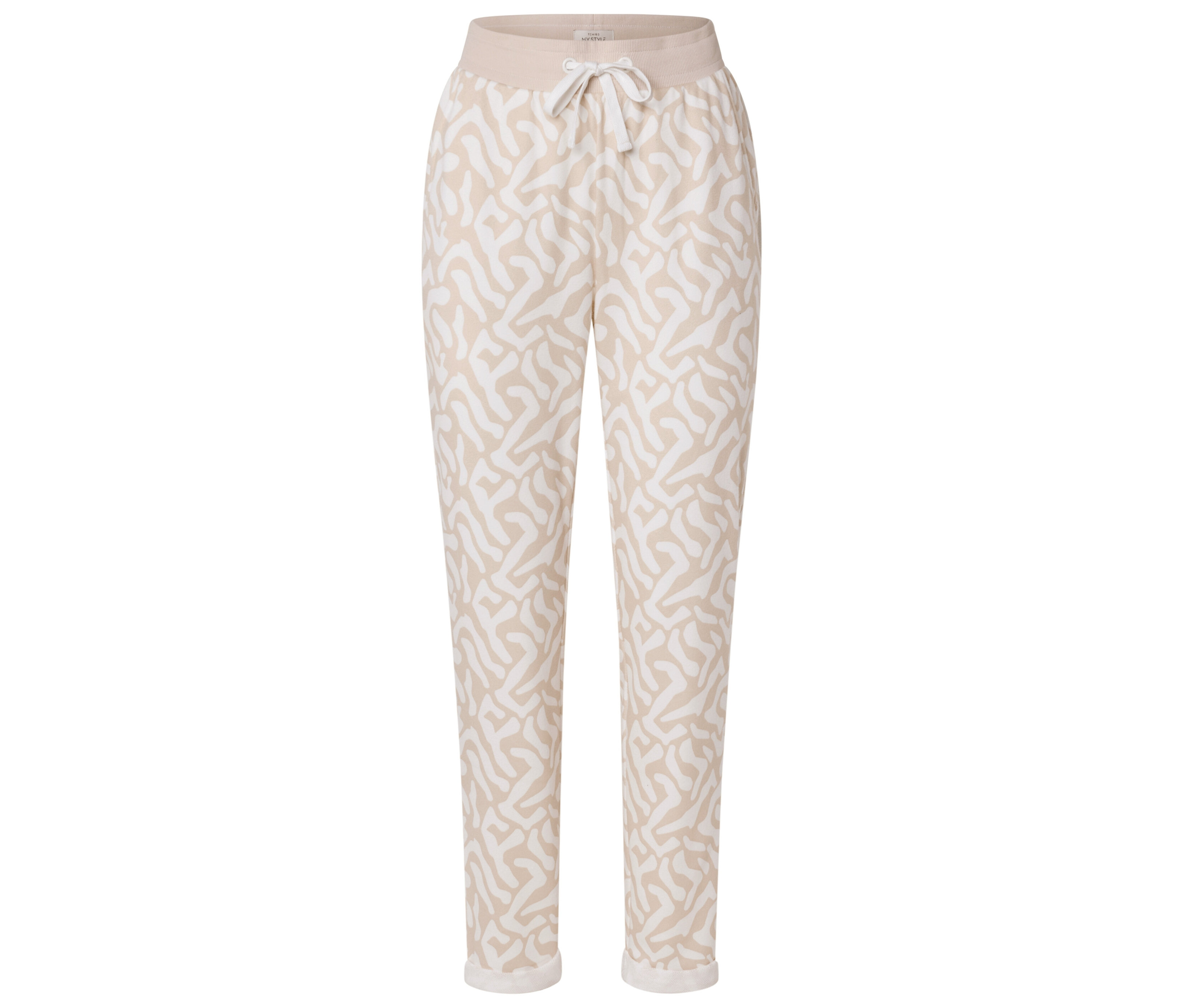 Tchibo - Wzorzyste spodnie dresowe- biały/beżowy/z nadrukiem