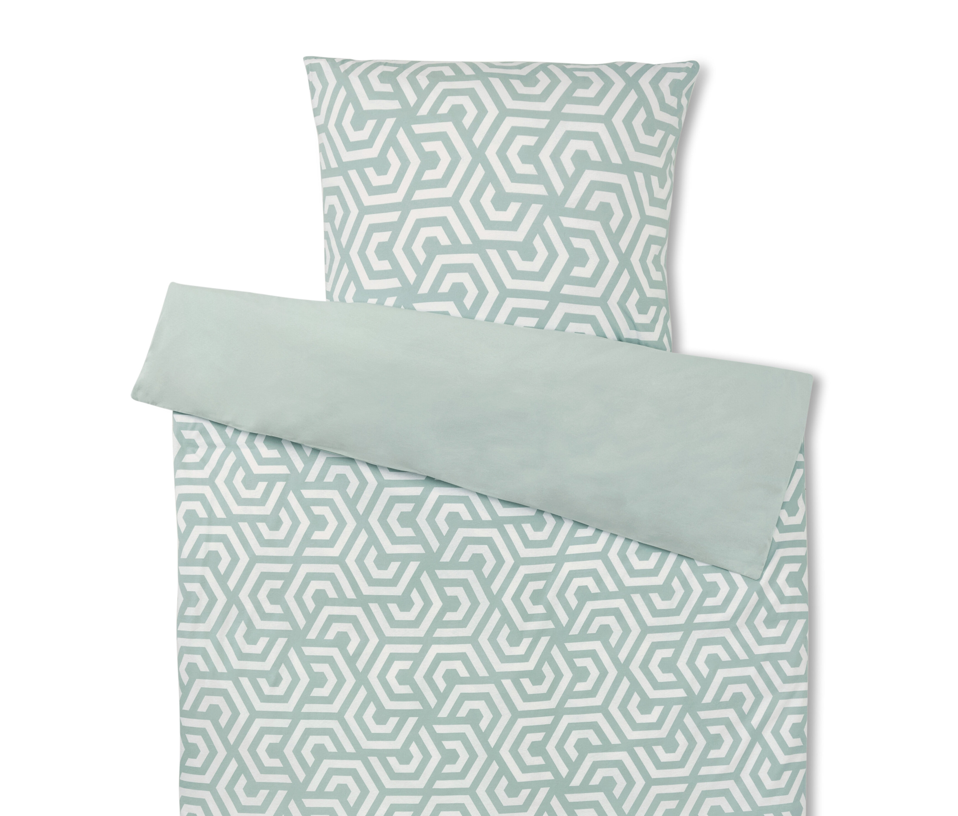 Tchibo - Pościel z dżerseju - kolor: biały/zielony