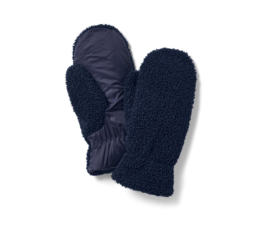Dwie granatowe rękawice-łapawice.