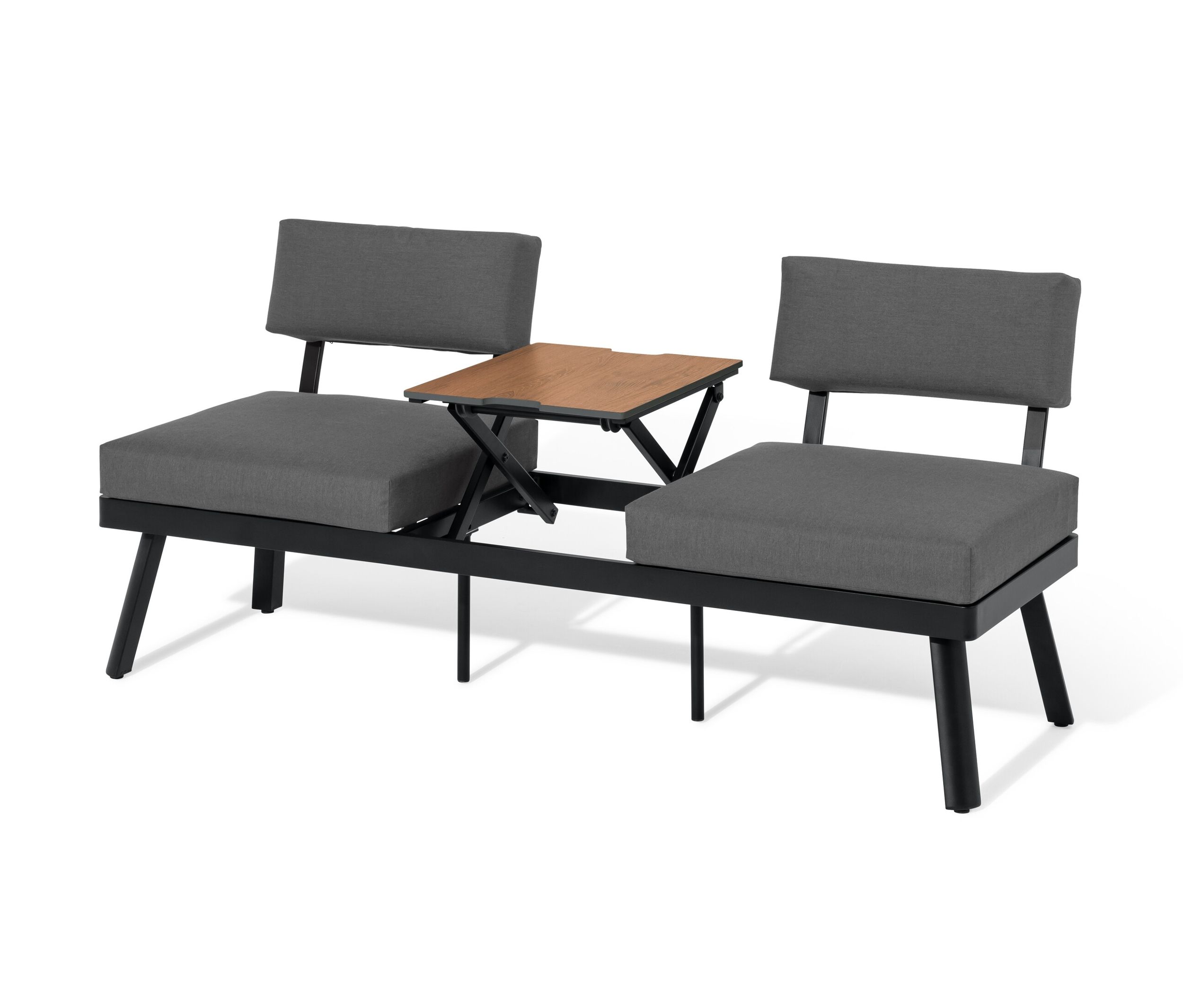 Tchibo - 2 w 1: sofa i leżanka z podnoszonym stolikiem - kolor: czarny/szary
