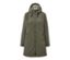 Khaki płaszcz softshell zapinany na zamek błyskawiczny z kapturem.