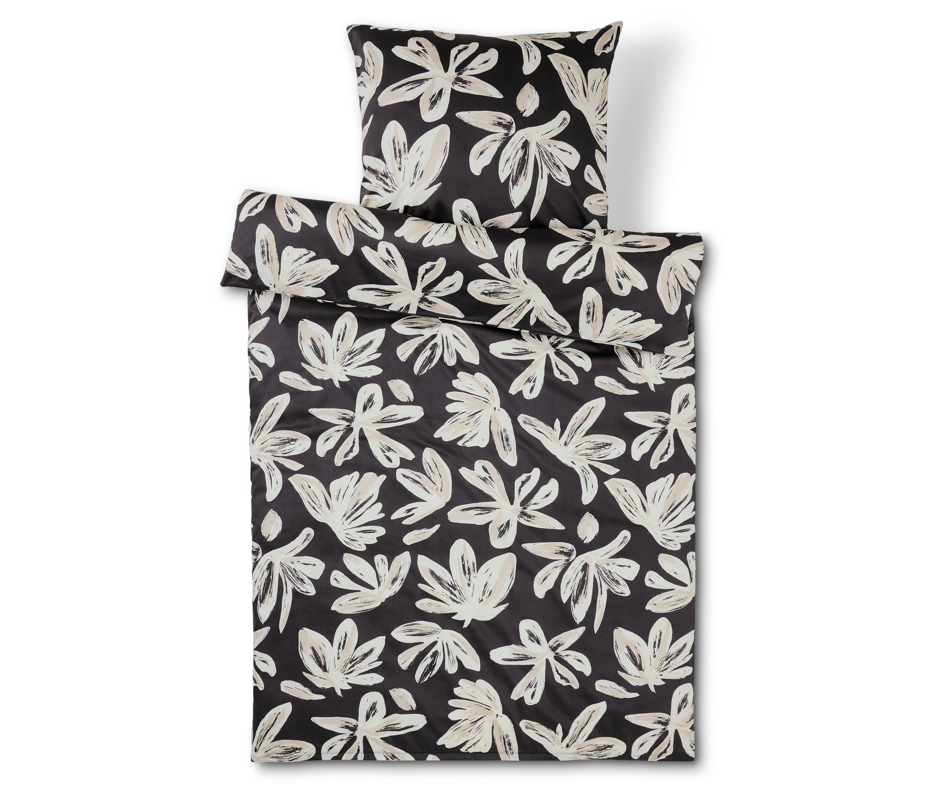 Tchibo - Pościel z satyny bawełnianej - kolor: biały/szary