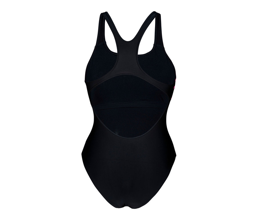 Szczegółowy widok z tyłu czarnego kostiumu kąpielowego arena Feel Lily Swim Pro Back.
