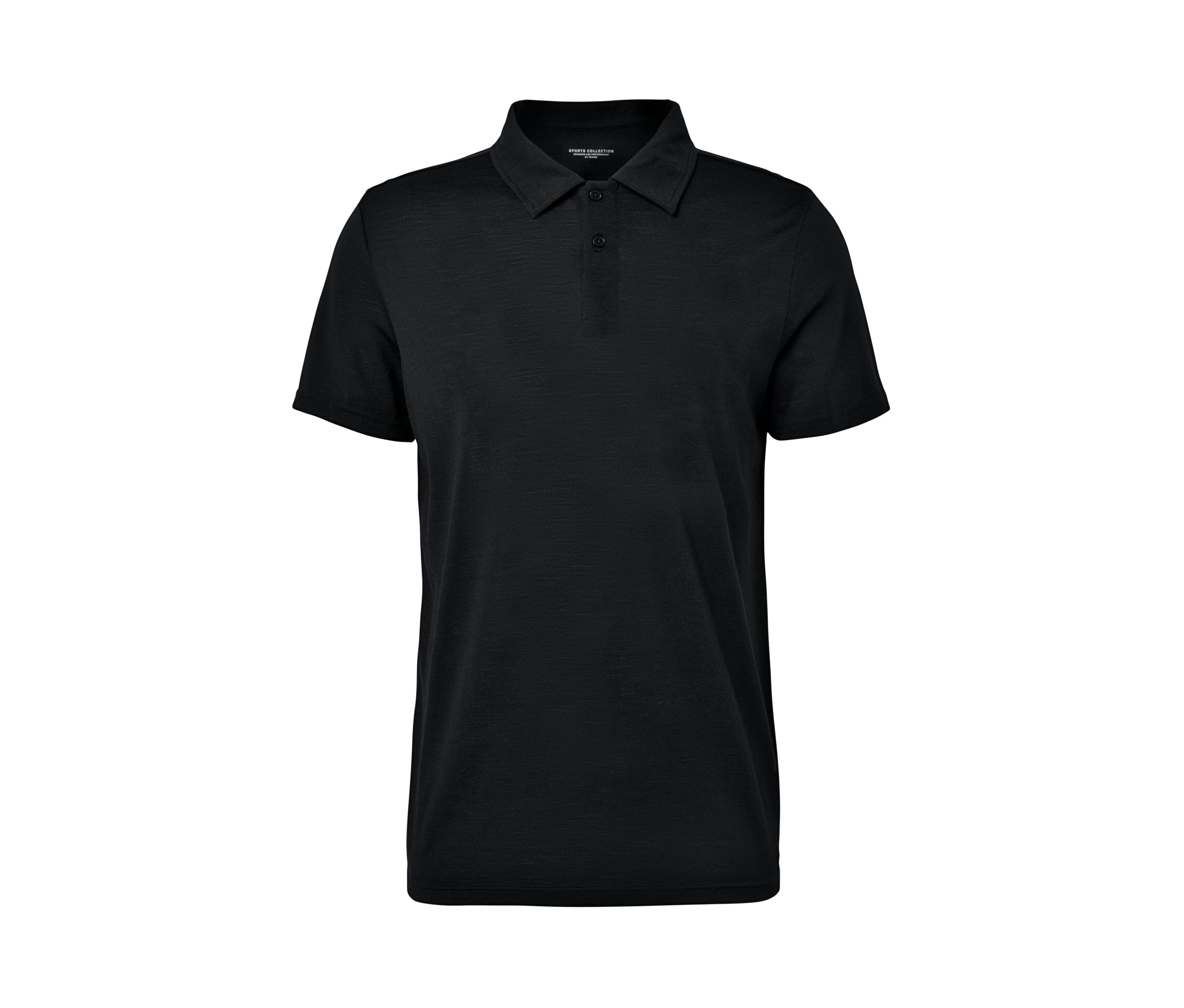 Tchibo - Koszulka polo z wełną merino, czarny