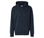Granatowa bluza z kapturem zapinana na zamek błyskawiczny.