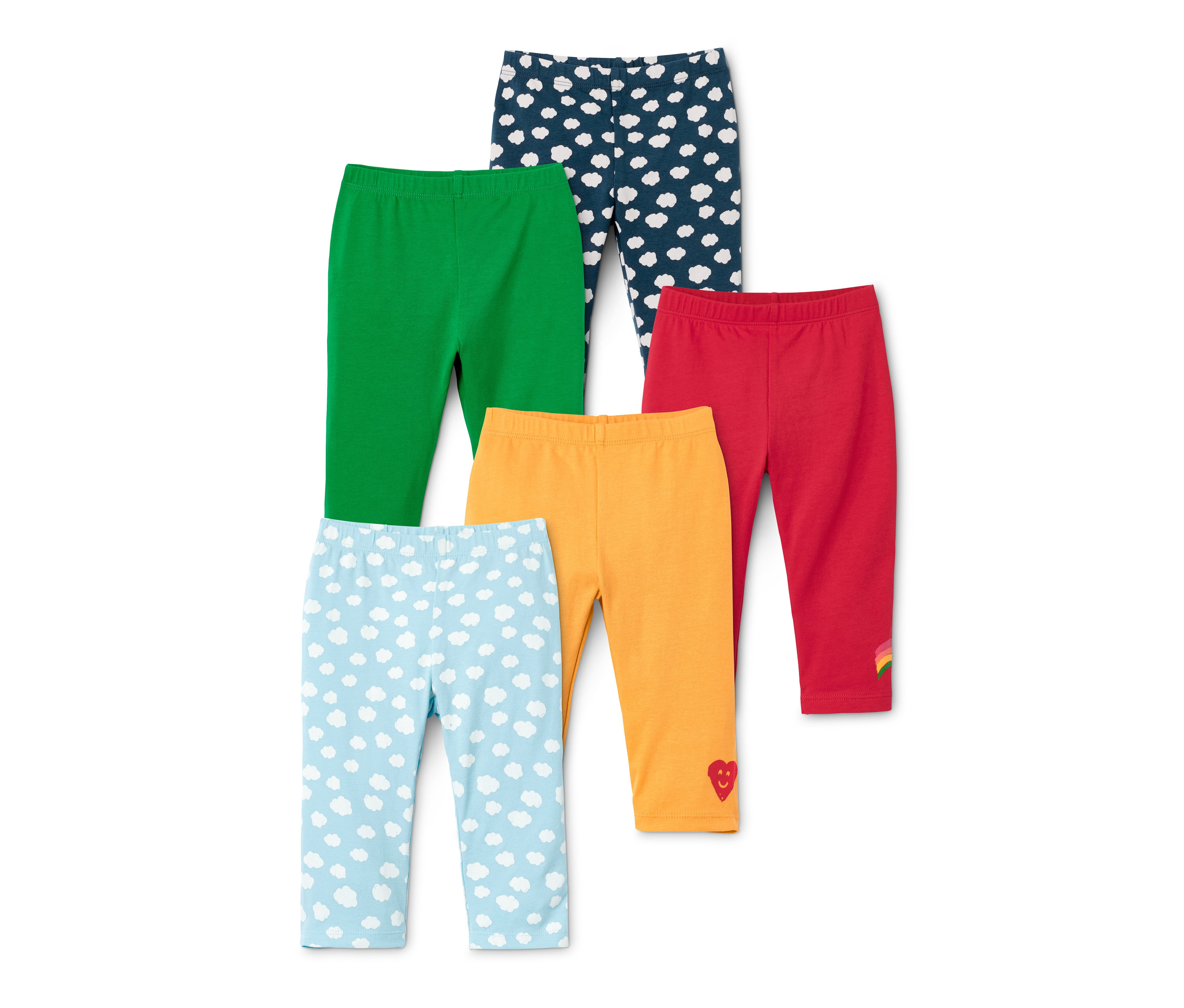 Tchibo - Legginsy z bawełny ekologicznej- zielony/biały/z nadrukiem