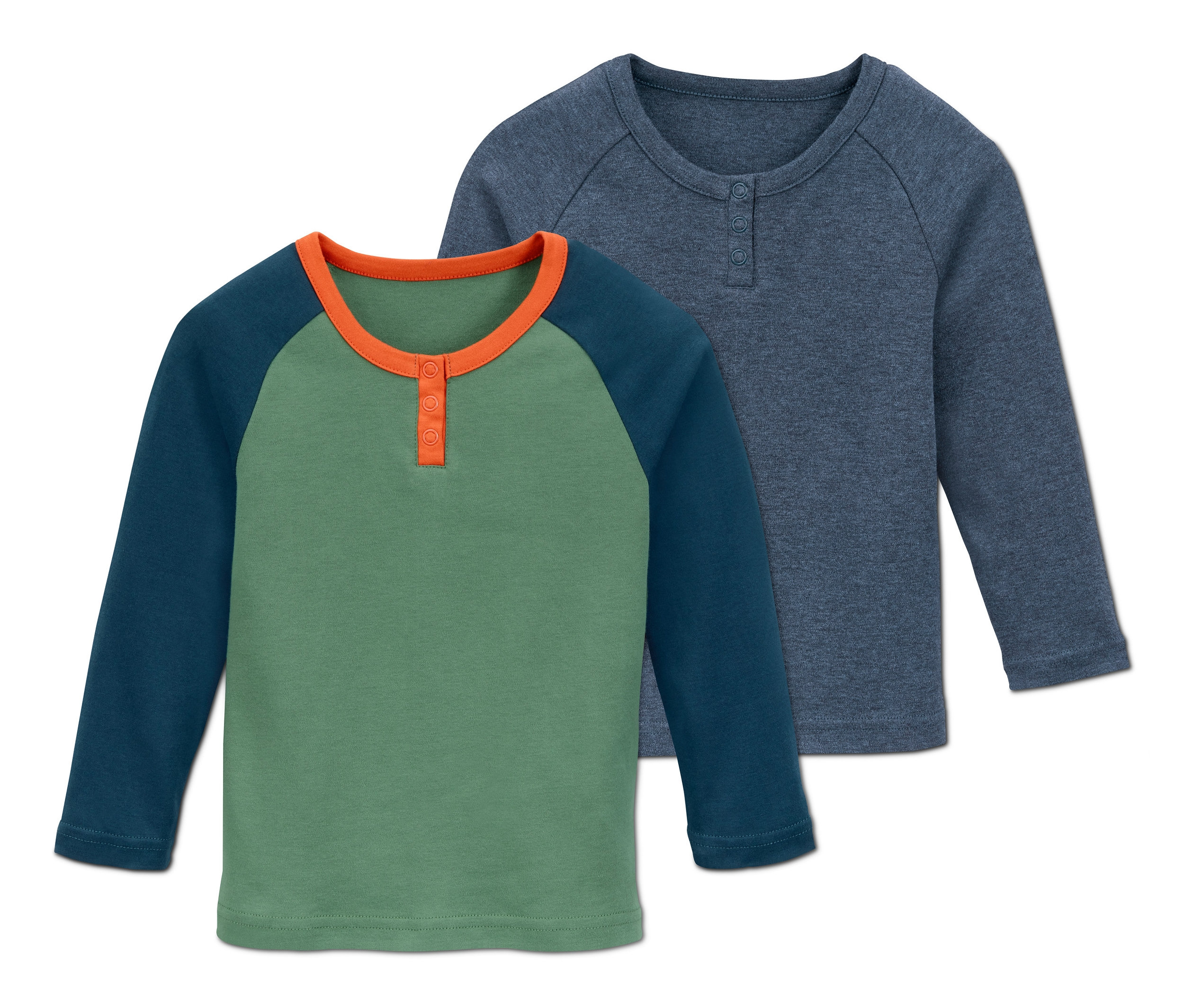 Tchibo - Bluzki z dzianiny interlock z długim rękawem- niebieski/zielony