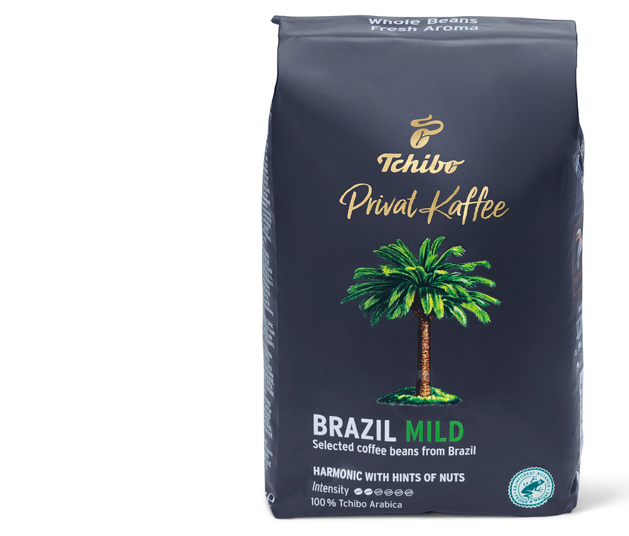 Opakowanie 500 g kawy ziarnistej Privat Kaffee, Brazil Mild.