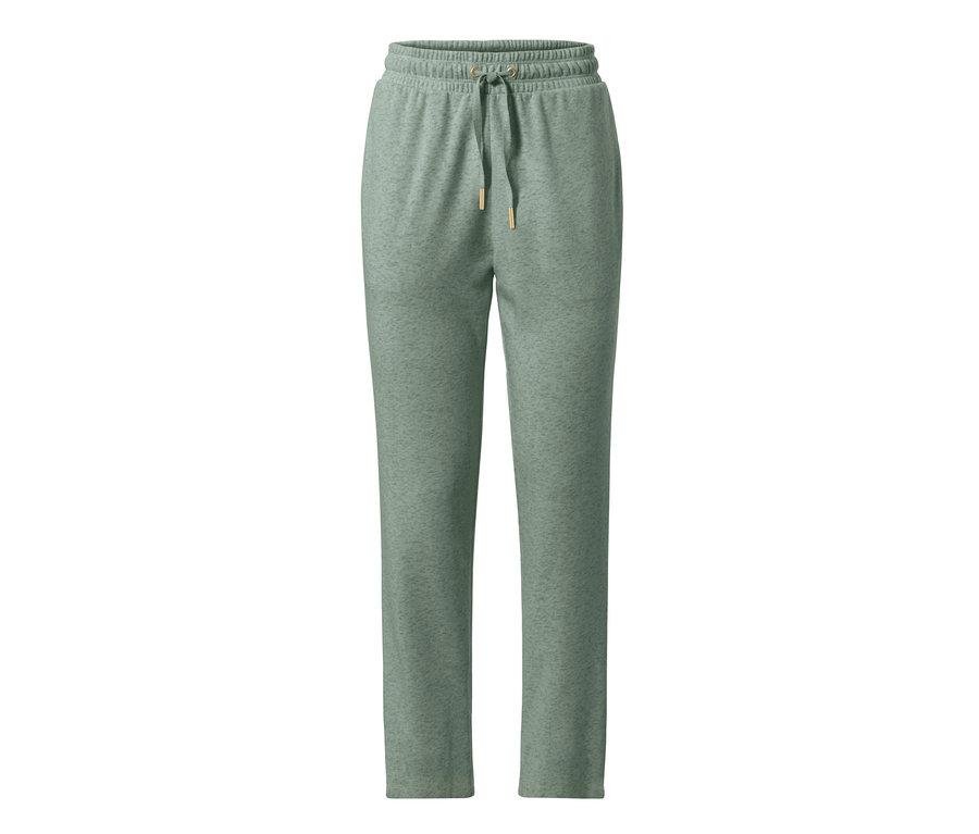 Widoczne są spodnie dresowe w kolorze szałwiowym.