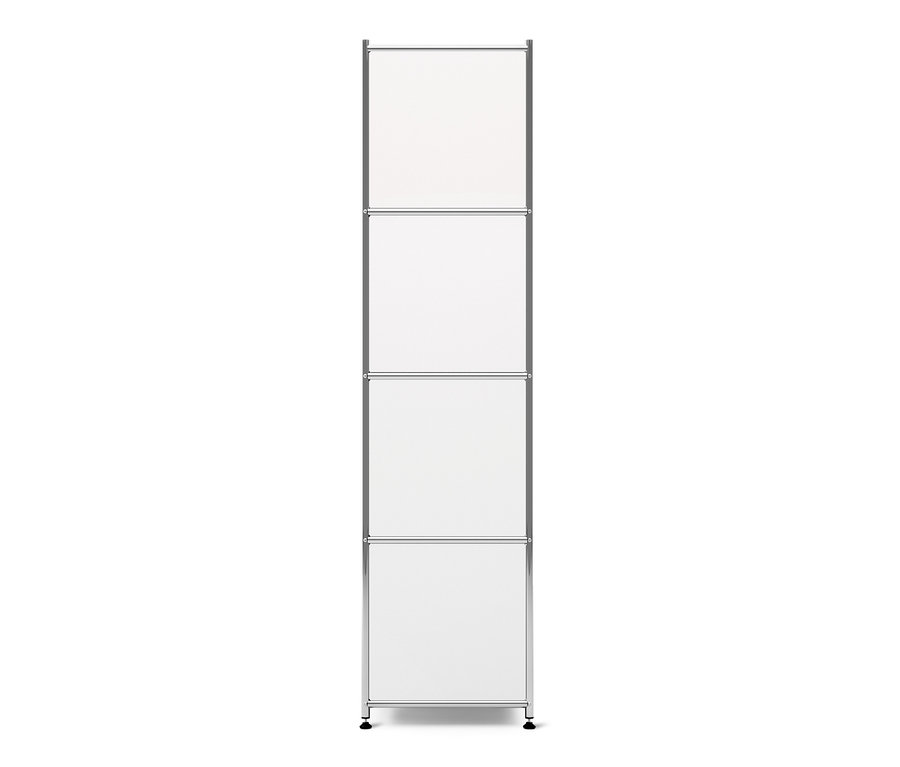 Biały metalowy regał »CN3« z 4 komorami z klapami.