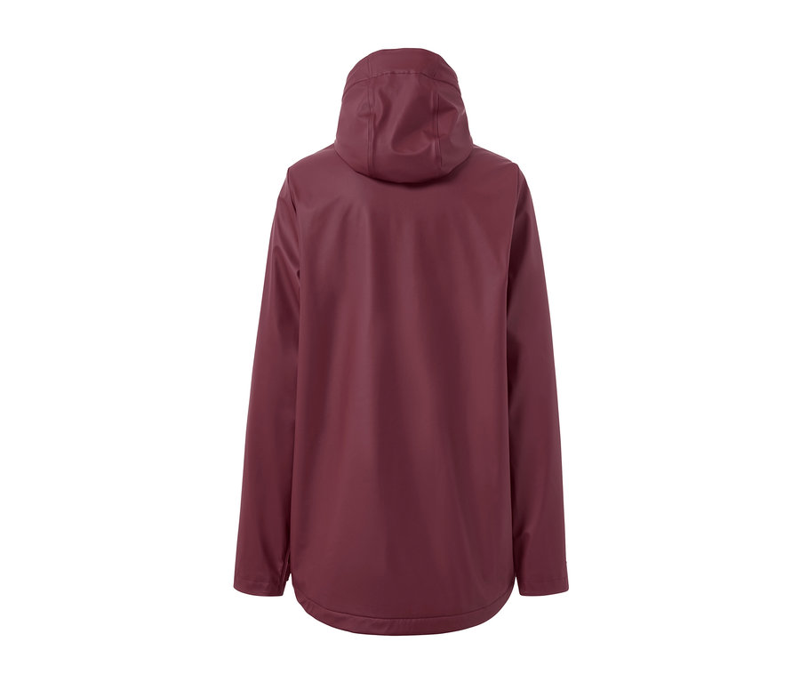 Widok z tyłu pluszowego płaszcza przeciwdeszczowego.