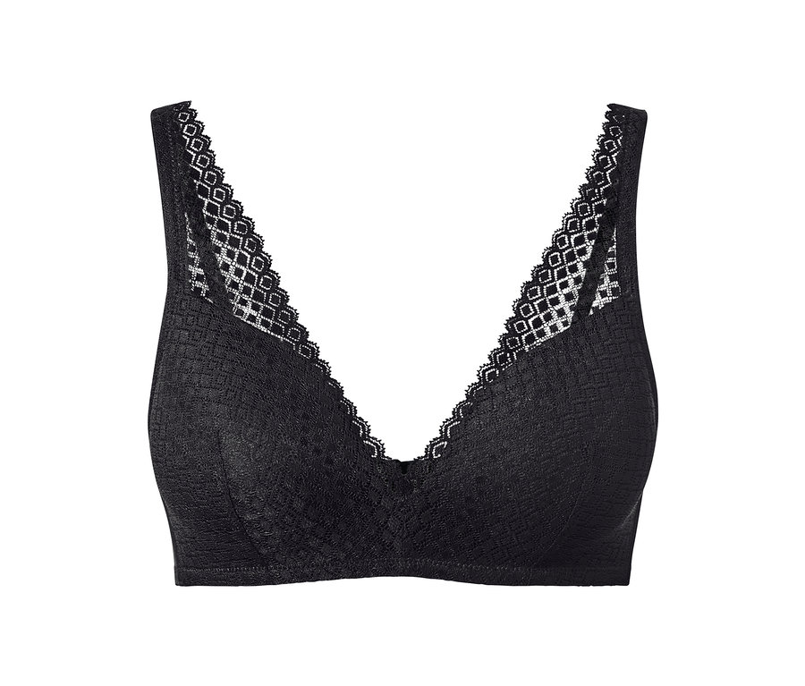 Czarny biustonosz z miękkimi miseczkami.