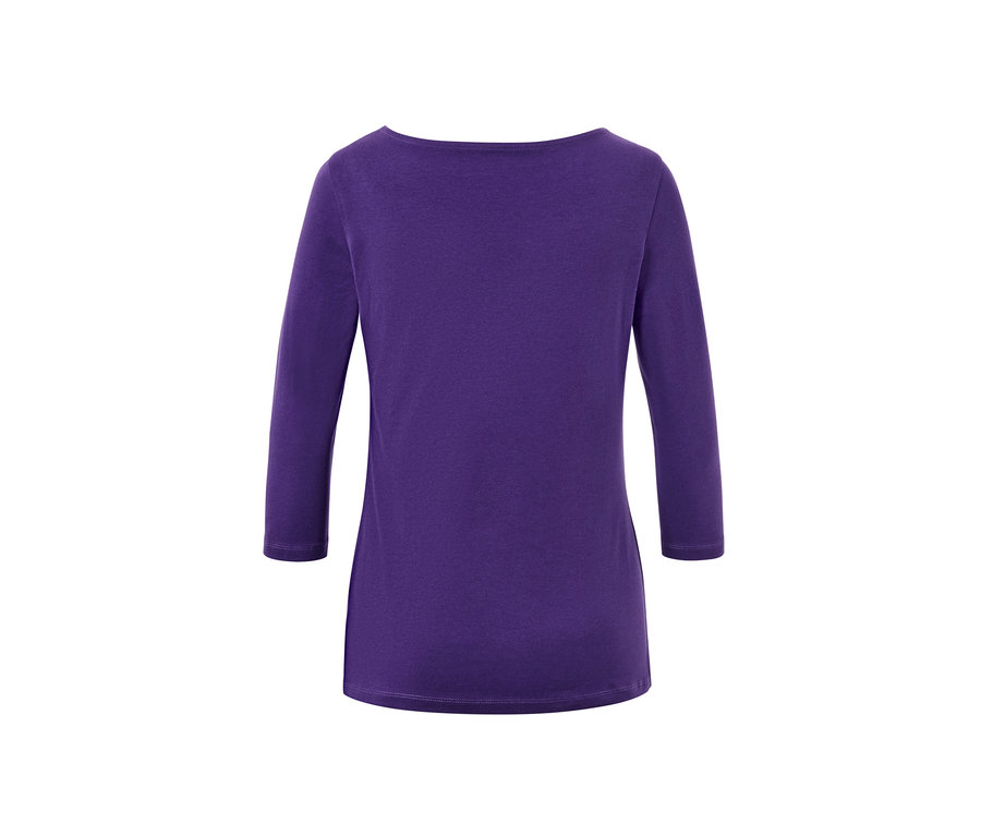 Fioletowa koszulka z rękawami o długości 3/4.