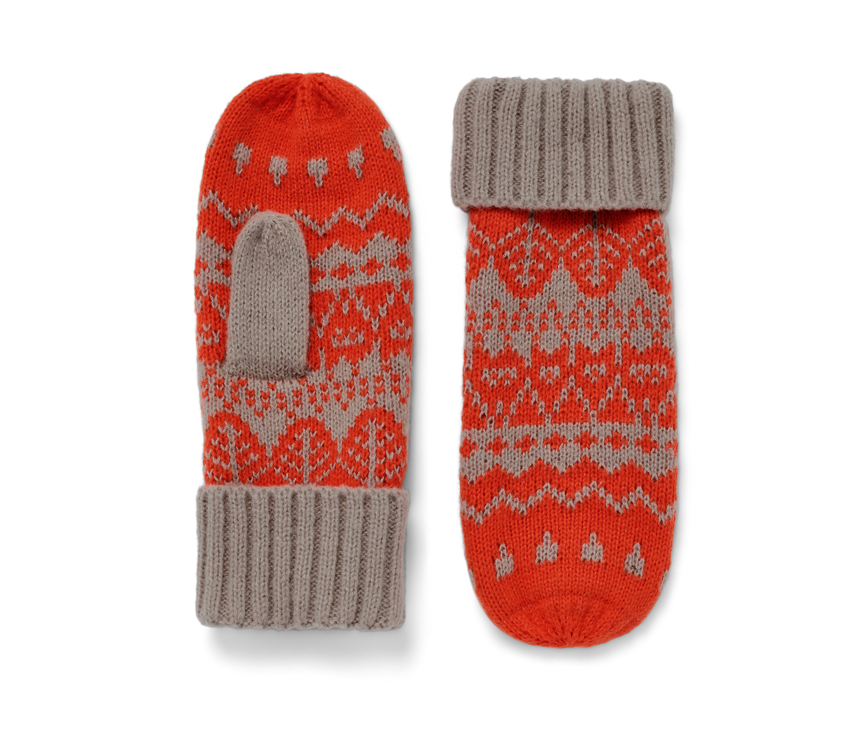 Tchibo - Dzianinowe rękawiczki z jednym palcem- beżowy/pomarańczowy/z nadrukiem