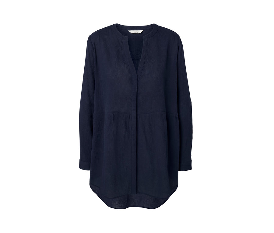 Granatowa długa bluzka.