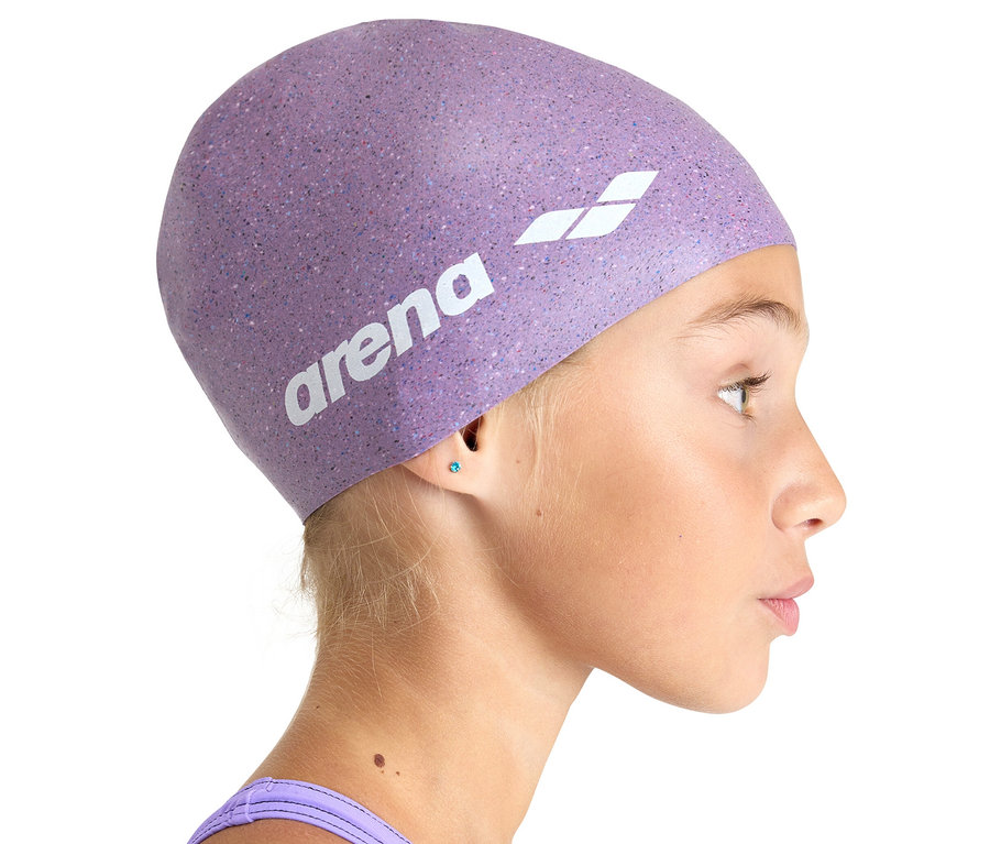 Profil dziewczyny w jagodowym czepku dziecięcym arena Junior Silikon.