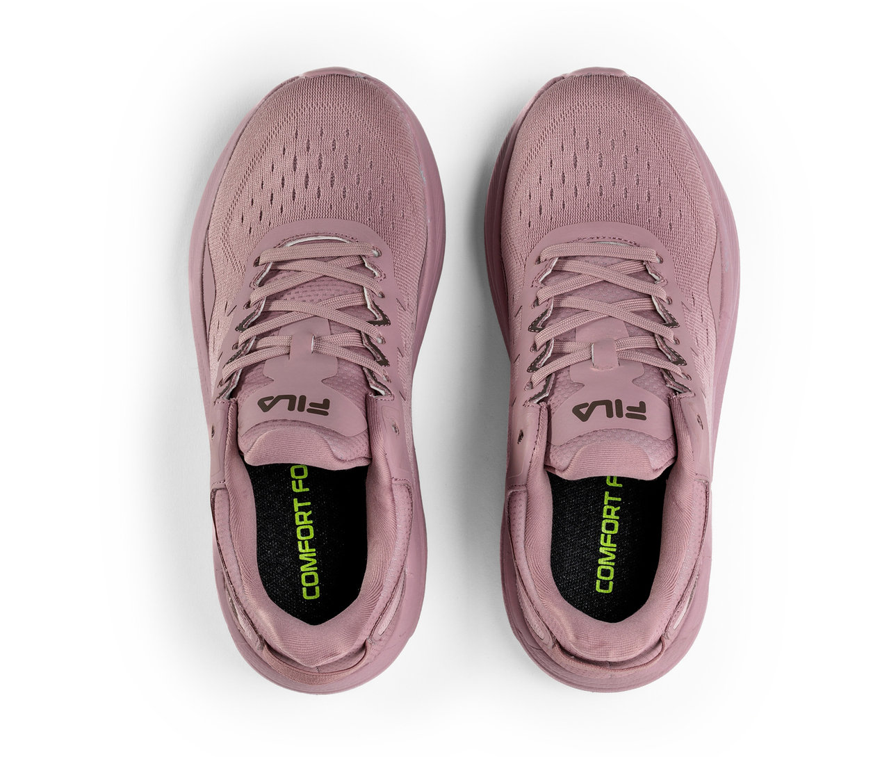 Widok z góry na parę damskich butów sportowych FILA Retron w kolorze mauve shadow.