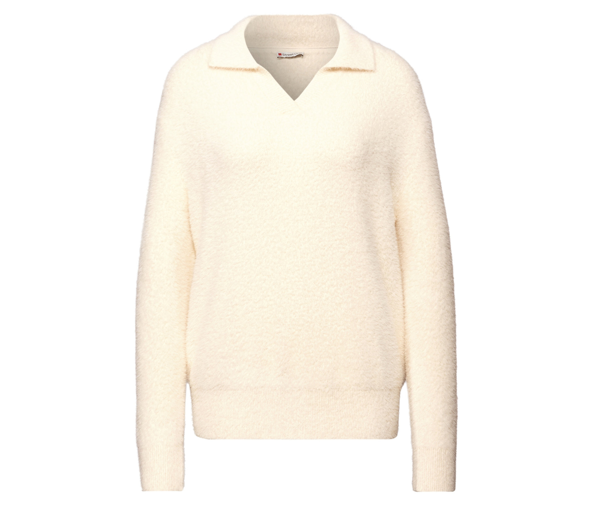 Sweter z kołnierzykiem polo Street One- beżowy