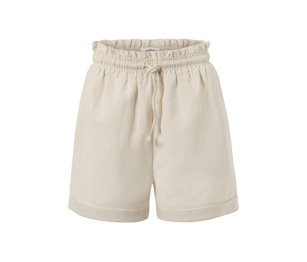 Piaskowe szorty z domieszką lnu.