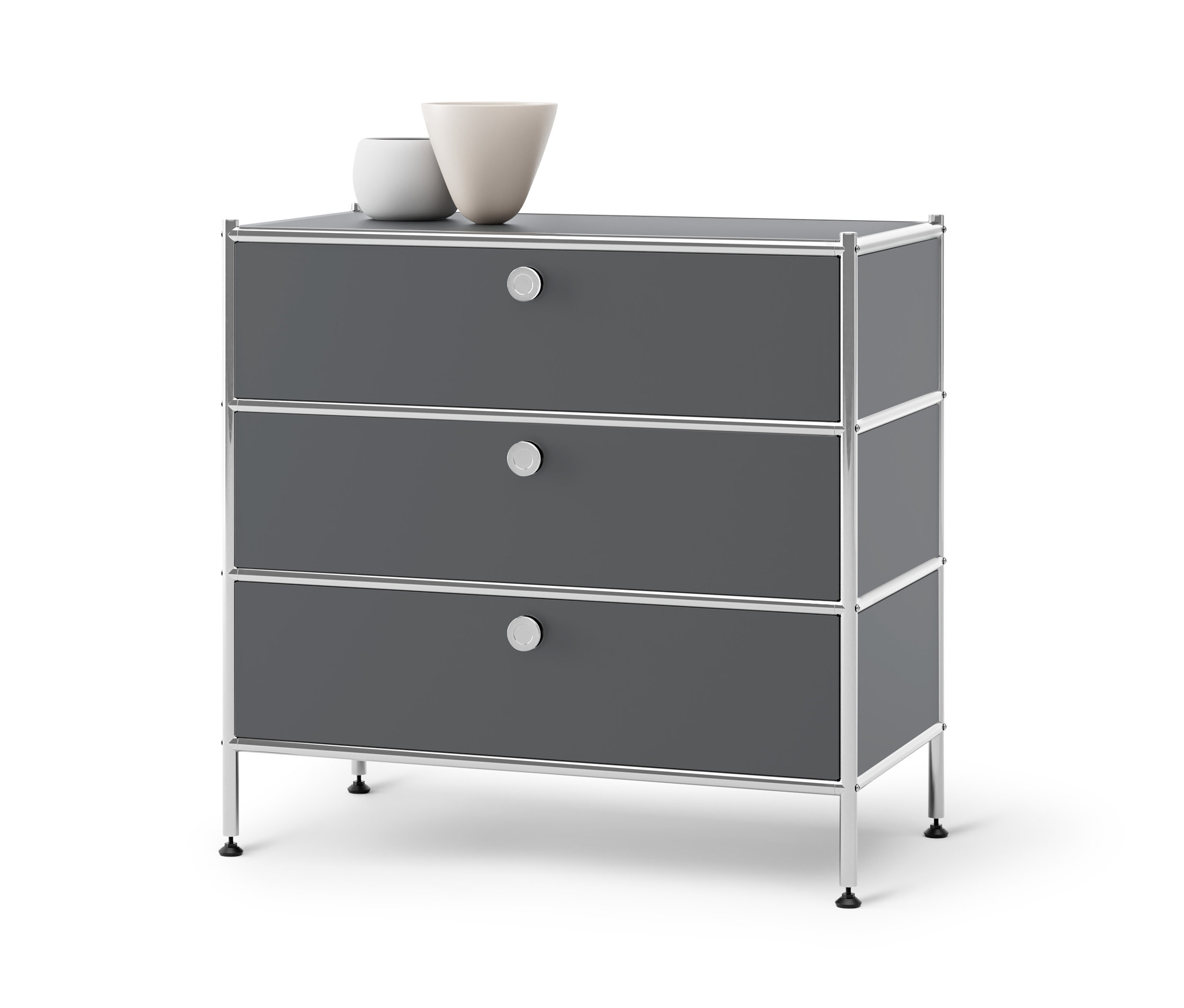Tchibo - Metalowa komoda »Cn3« z 3 szufladami - kolor: szary