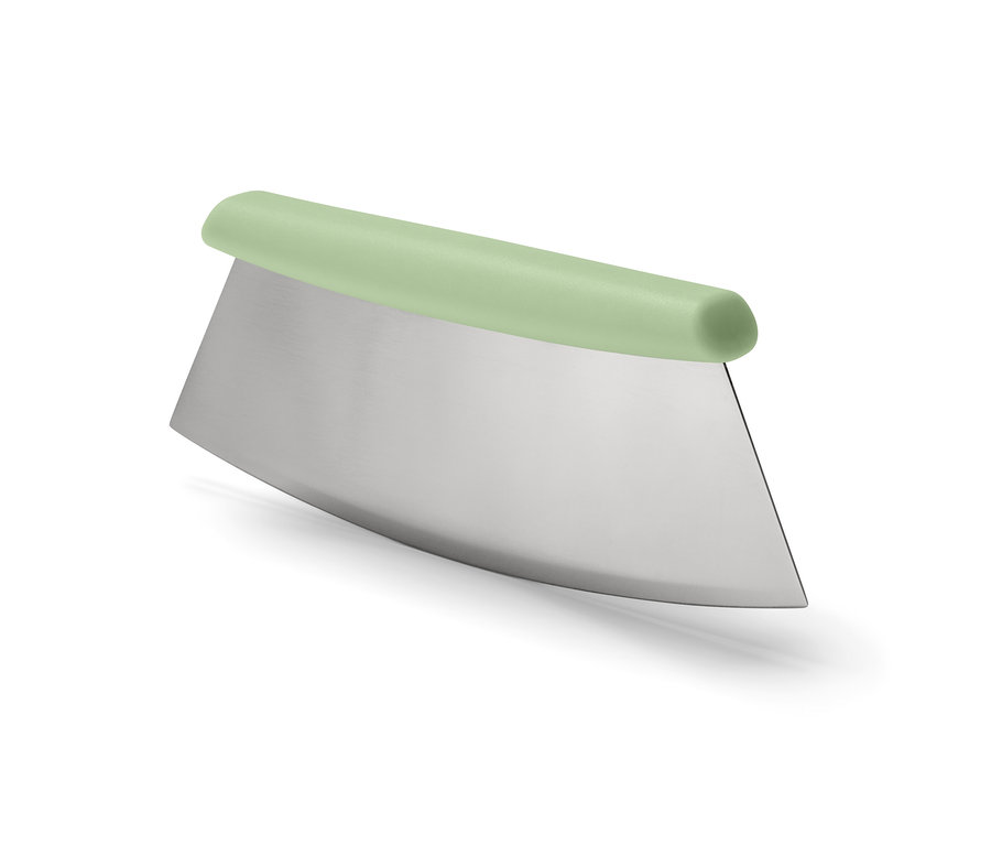 Krajalnica do pizzy i ziół z pastelowo zielonym uchwytem.