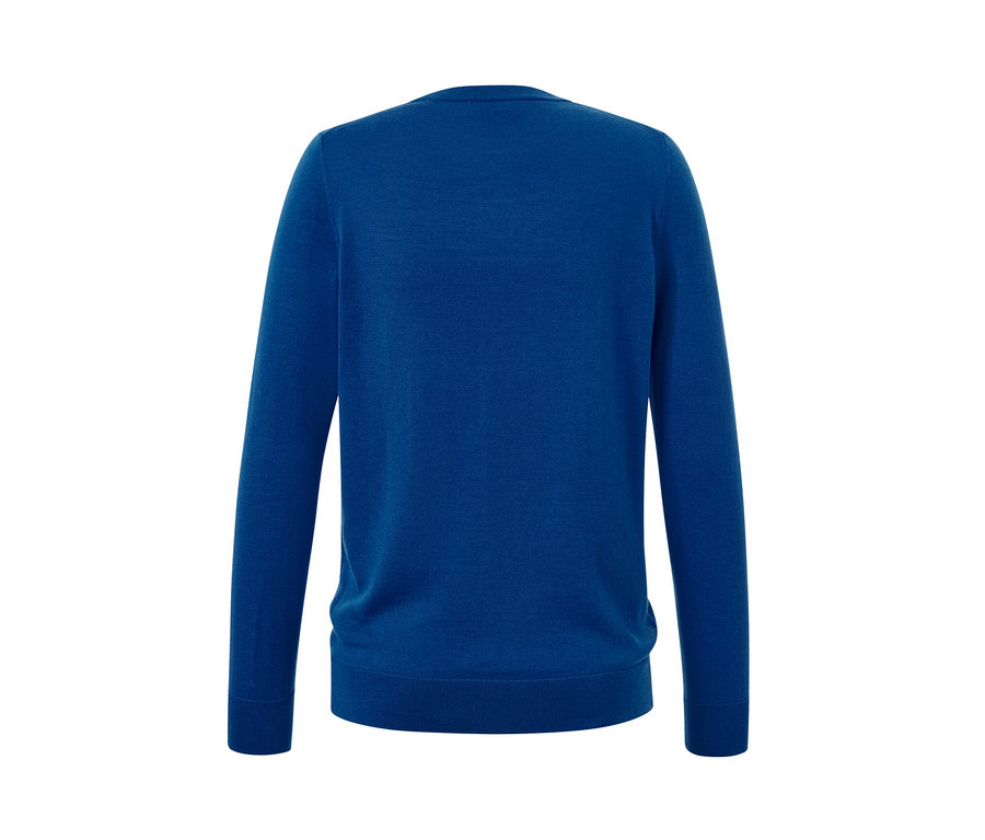 Niebieski sweter z wełny merino.