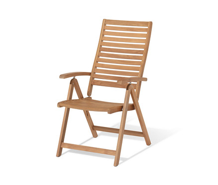 Tekowe krzesło ogrodowe z wysokim, regulowanym oparciem