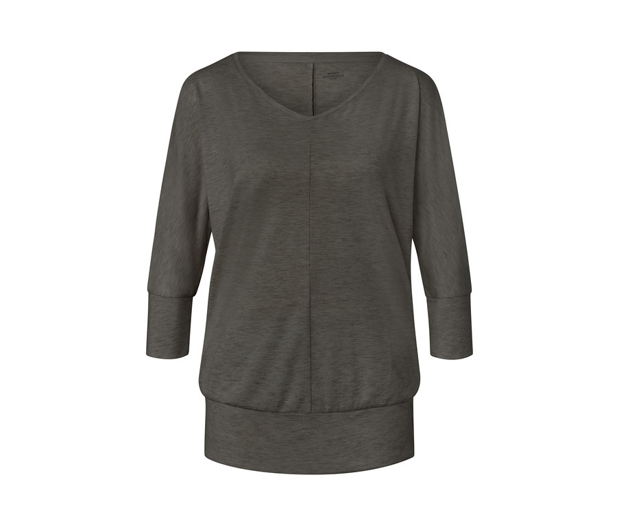 Oliwkowa koszulka do jogi z rękawami 3/4.