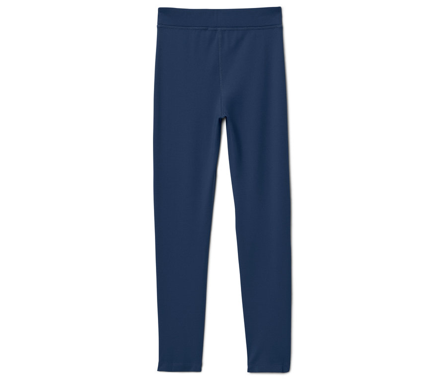 Granatowe legginsy na białym tle.