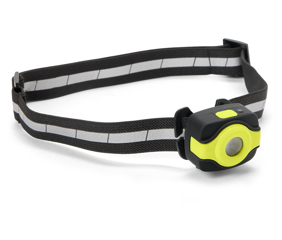 Czołówka z czarno-szarym paskiem w paski oraz żółto-czarnym światłem.