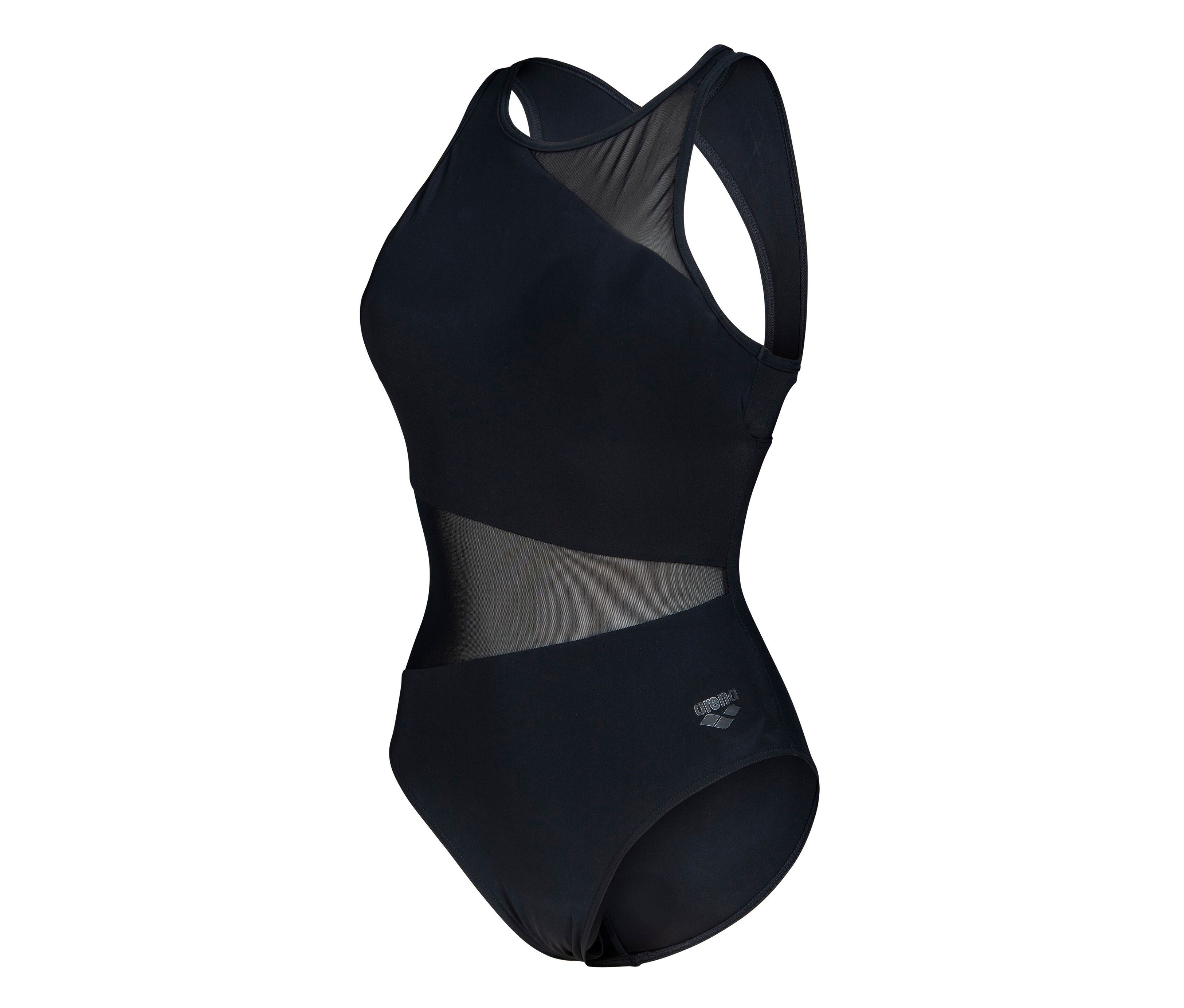 Damski strój kąpielowy arena Feel Mesh Angle Vent Back, czarny