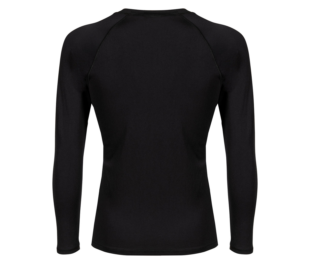 Czarna koszulka sportowa z długim rękawem widziana od tyłu.