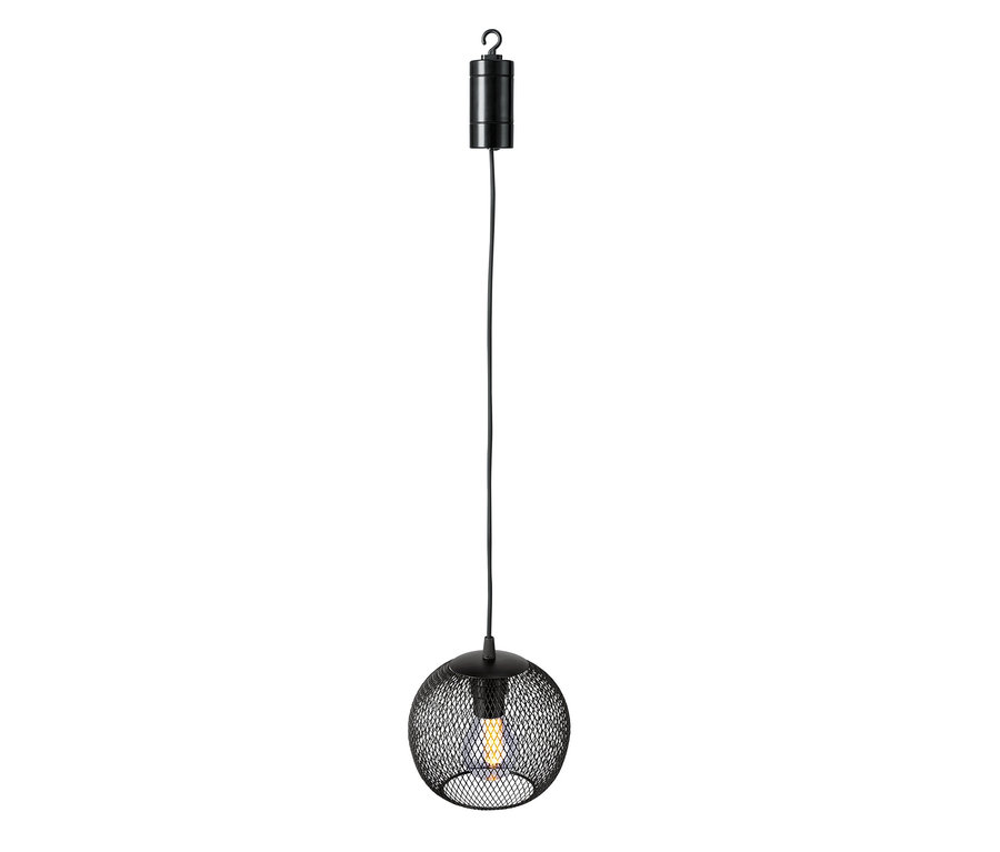 Czarna ogrodowa lampa wisząca LED.