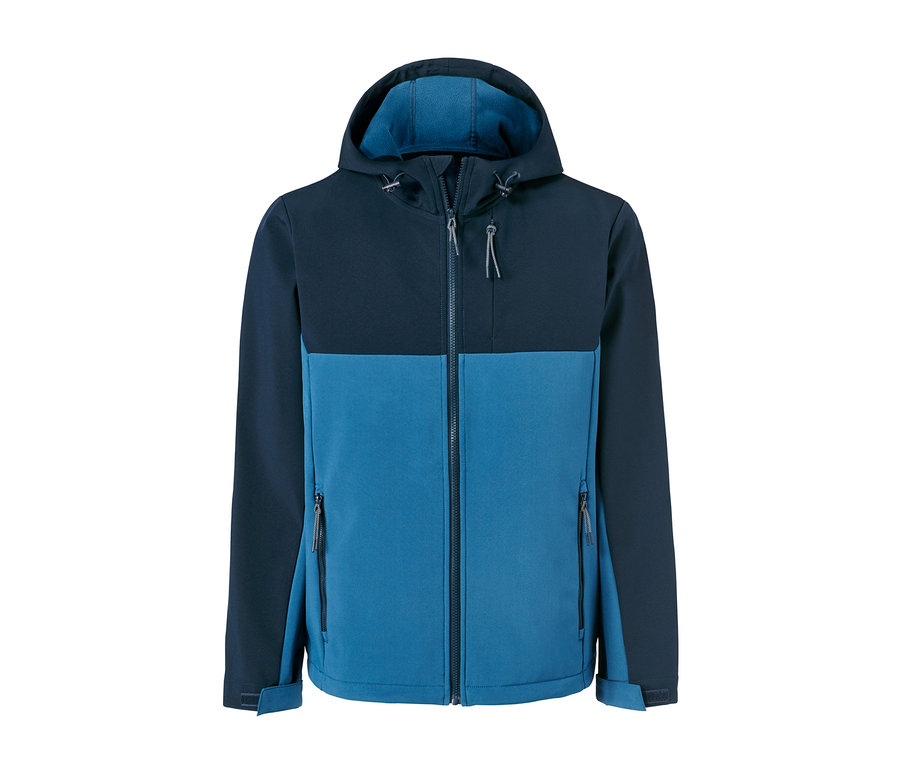 Niebiesko-granatowa kurtka softshell męska.