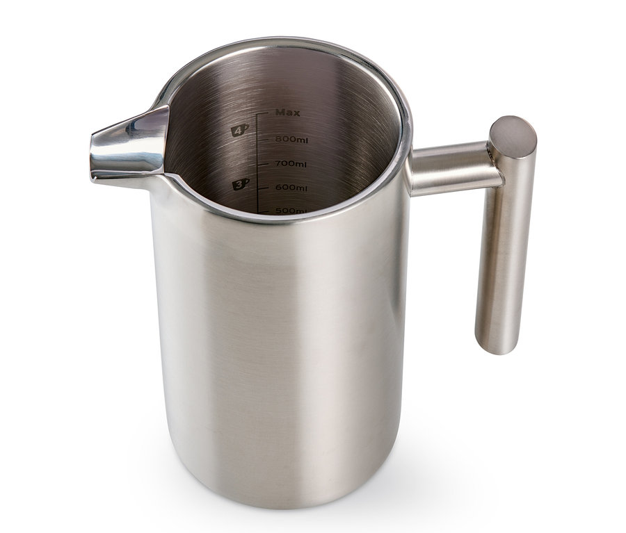Zaparzacz tłokowy 900 ml, dwuściankowy, stal nierdzewna.