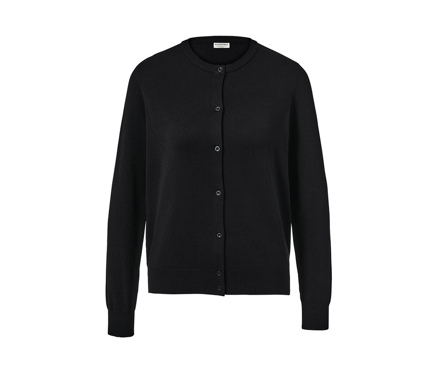 Czarny kardigan z delikatnej dzianiny zapinany na guziki.
