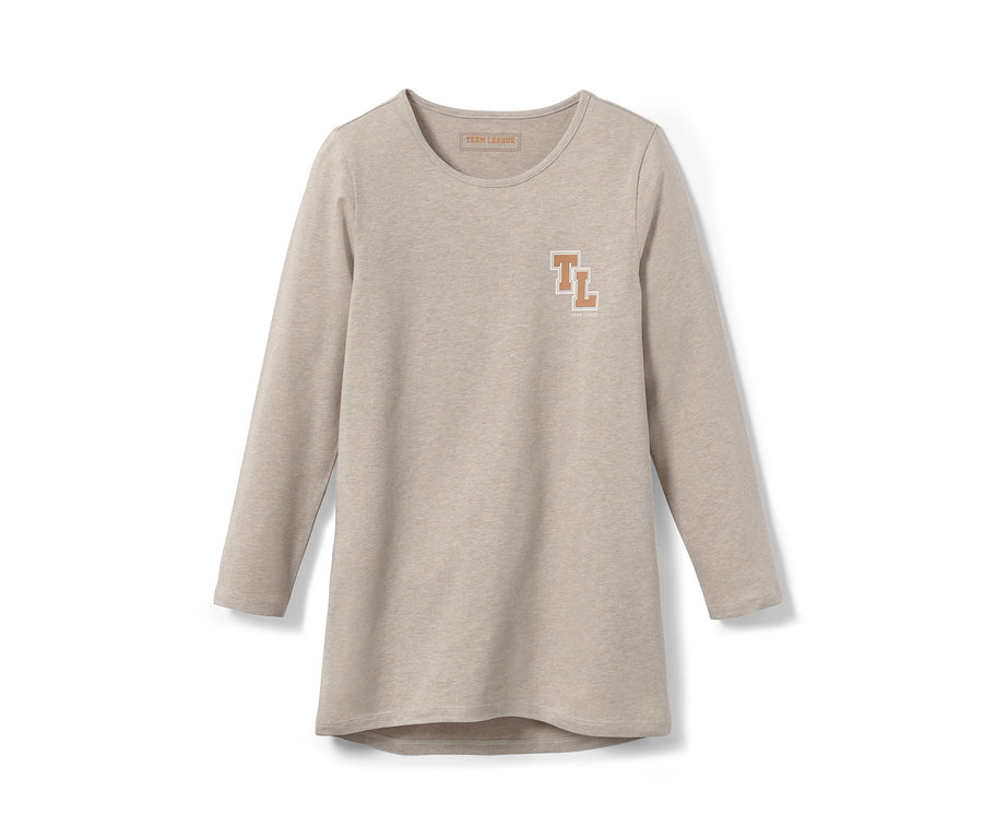 Beżowa piżama z długim rękawem i logo "TL".