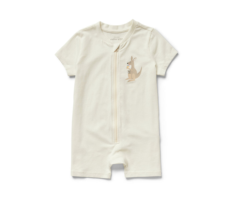 Krótka piżama w kolorze kremowym z rysunkiem kangura.