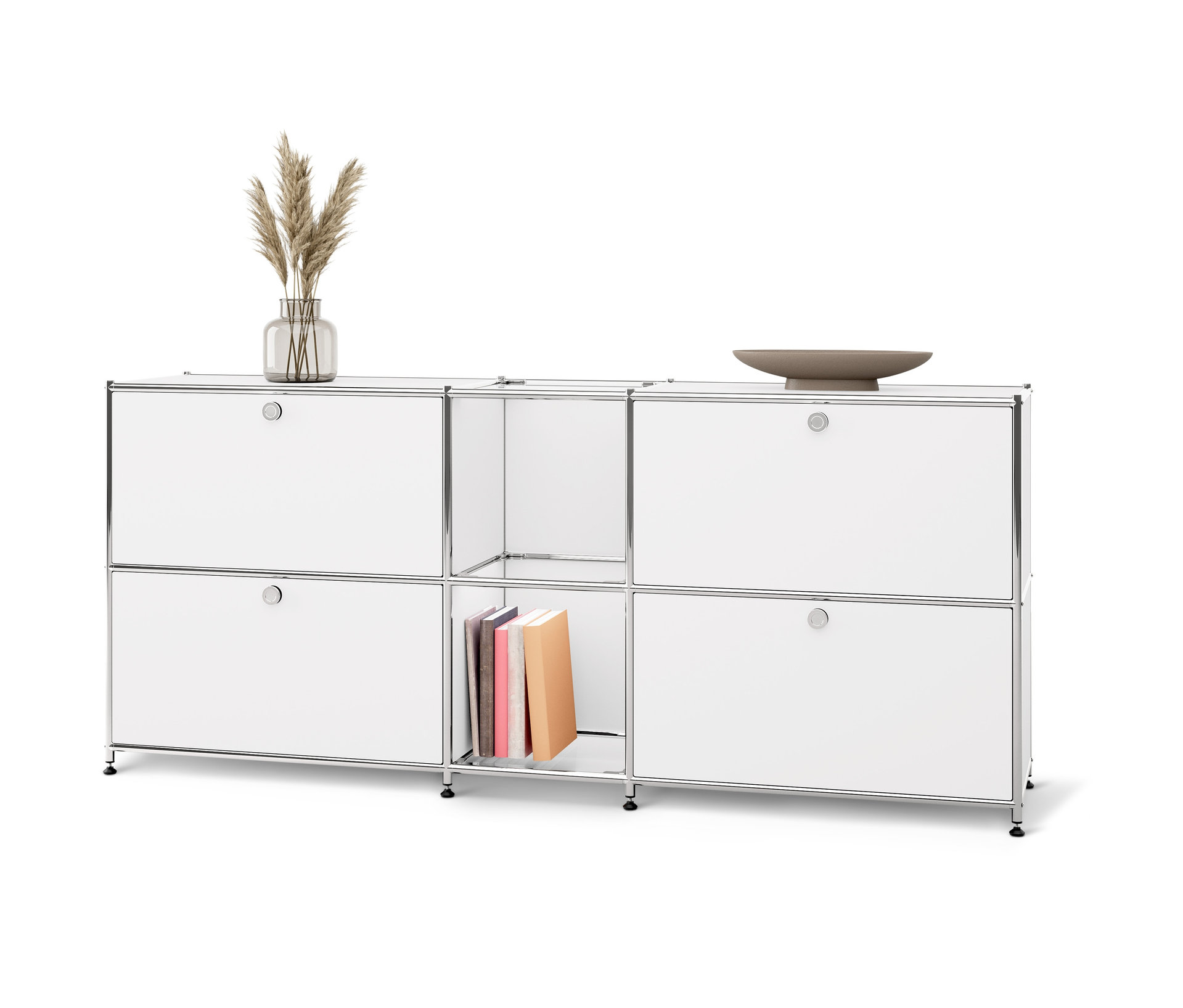 Tchibo - Metalowa szafka typu sideboard »Cn3« z 4 klapami - kolor: biały