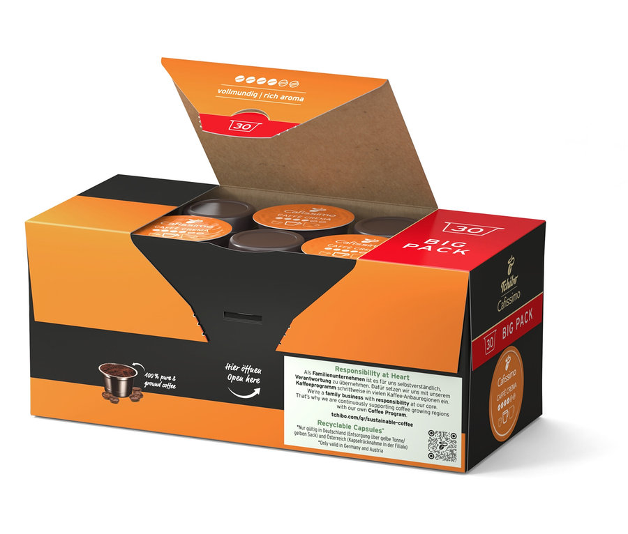 Otwarte opakowanie kapsułek do kawy Cafissimo.