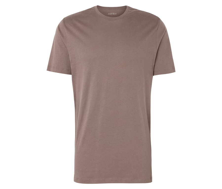 Brązowy T-shirt z krótkim rękawem.
