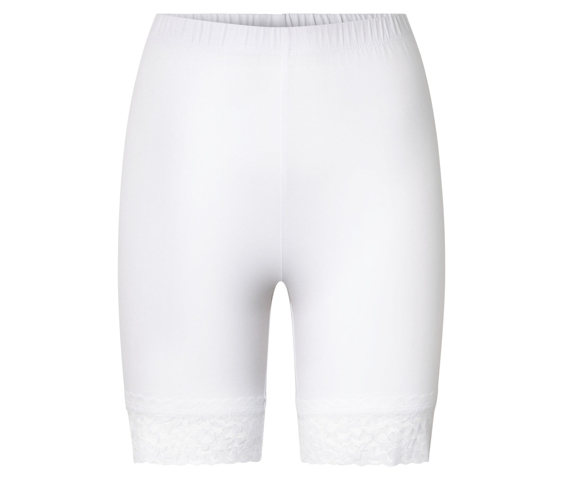 Tchibo - Krótkie legginsy z koronkowym wykończeniem- biały