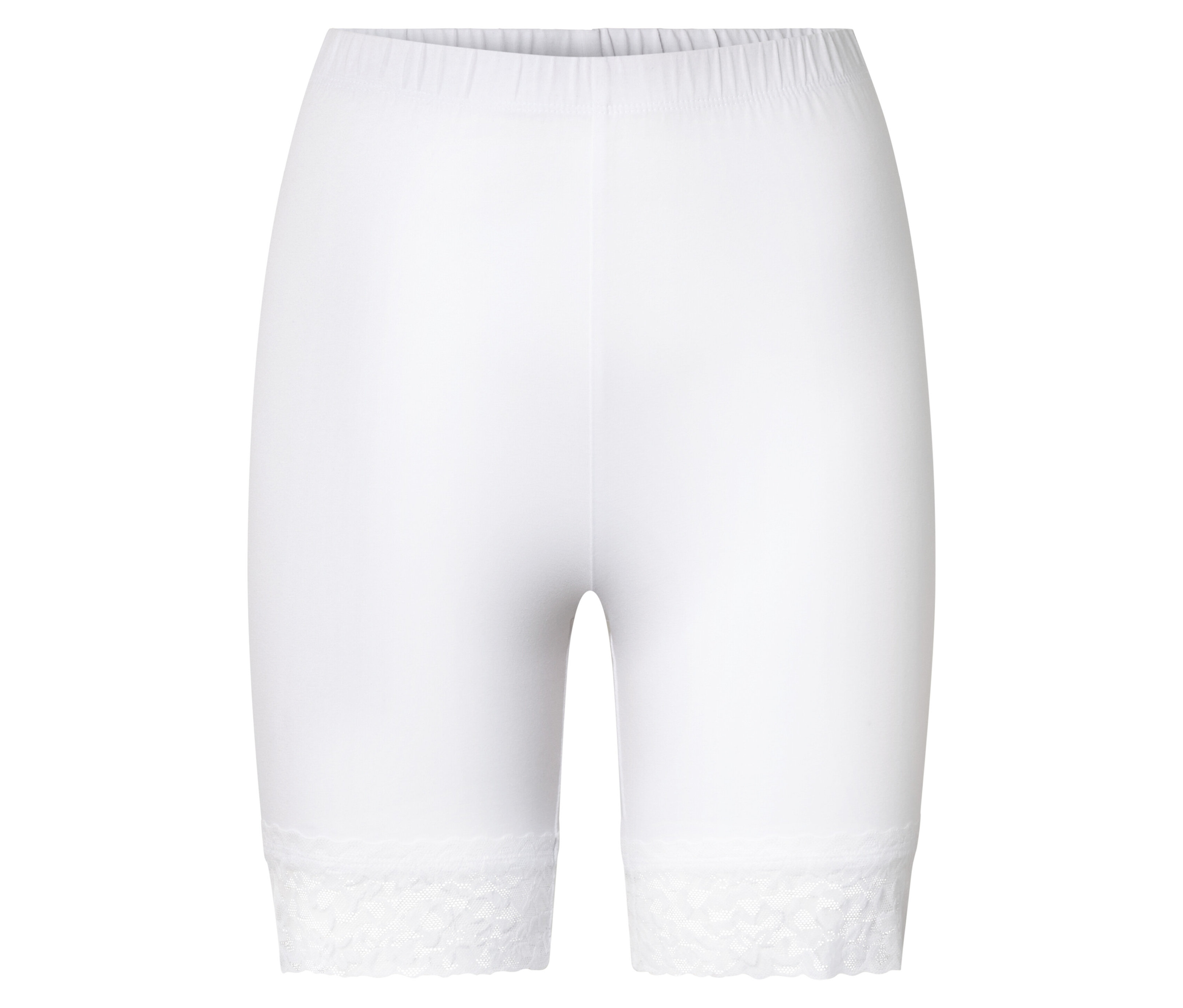 Tchibo - Krótkie legginsy z koronkowym wykończeniem- biały