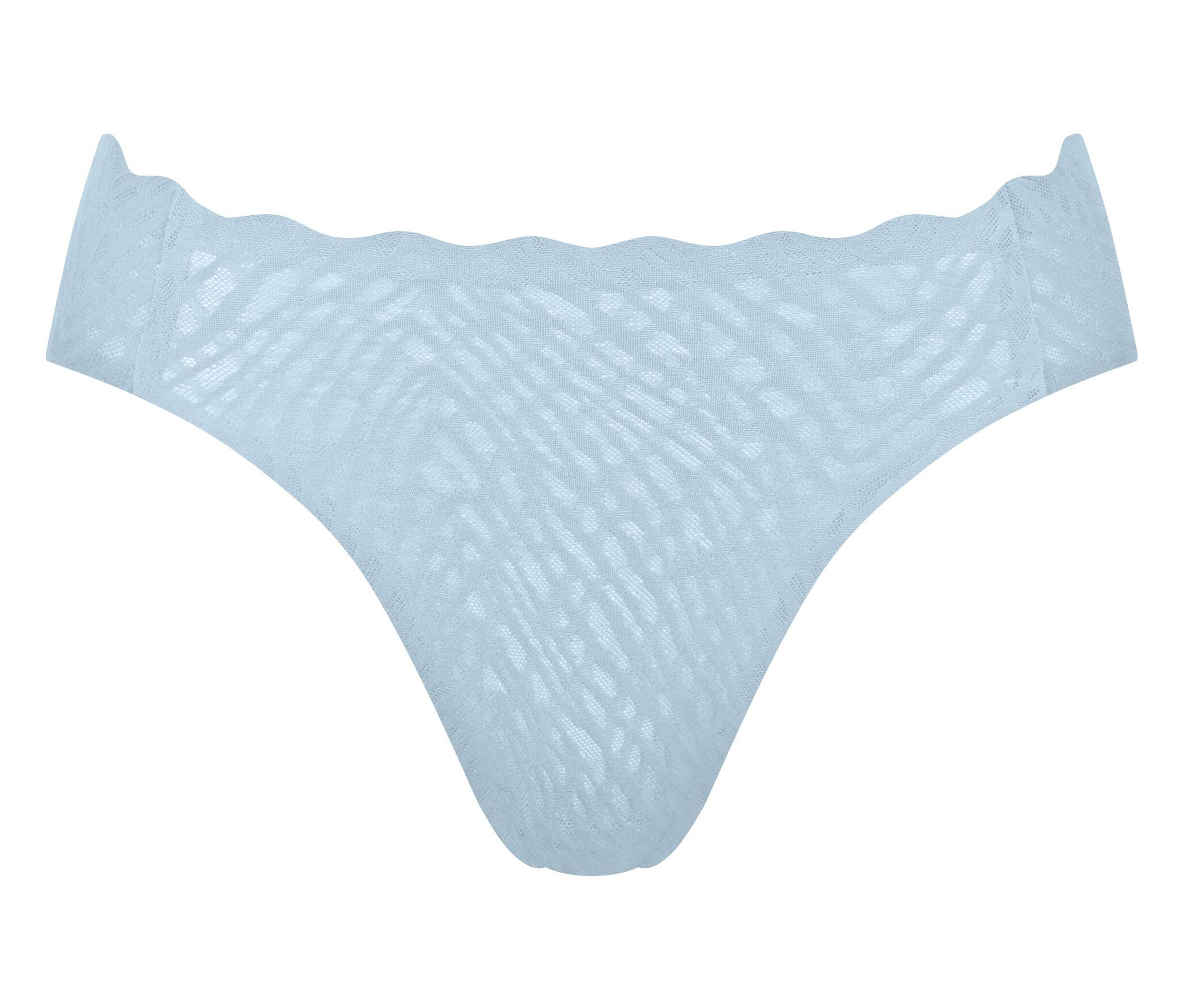 Jasnoniebieska damska bielizna z falistym pasem.