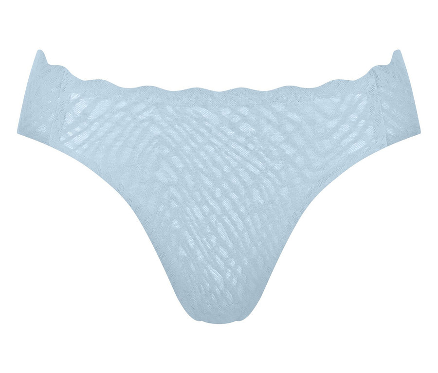 Jasnoniebieska damska bielizna z falistym pasem.
